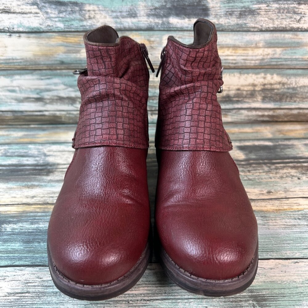 Patrizia Spring Step Ankle Boots Womens 5 Red Faux Leather Moto Comfort Slouch